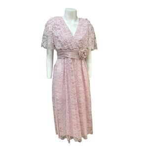 Vintage 1960s Miss Elliette Pink Lace Cape Long Dress – Women’s XS -